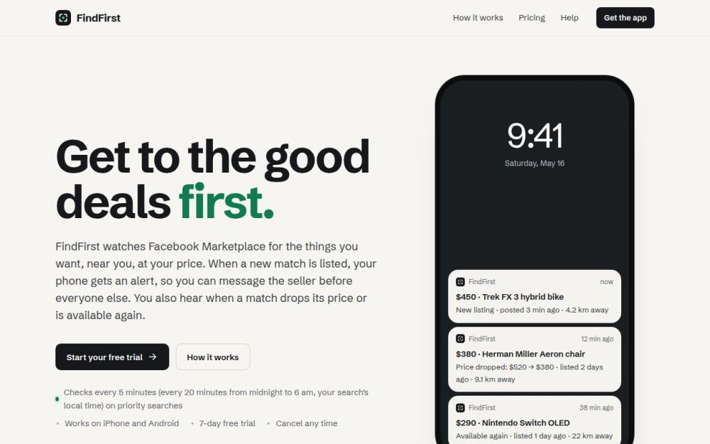 Screenshot of the homepage of findfirst.app