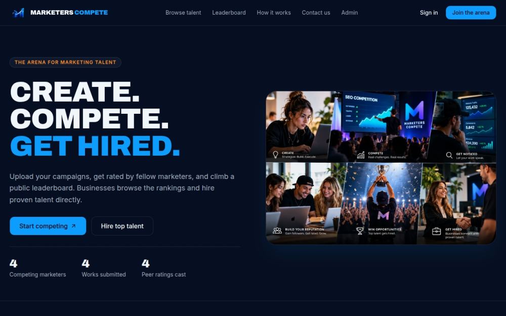 Screenshot of the homepage of marketers.website