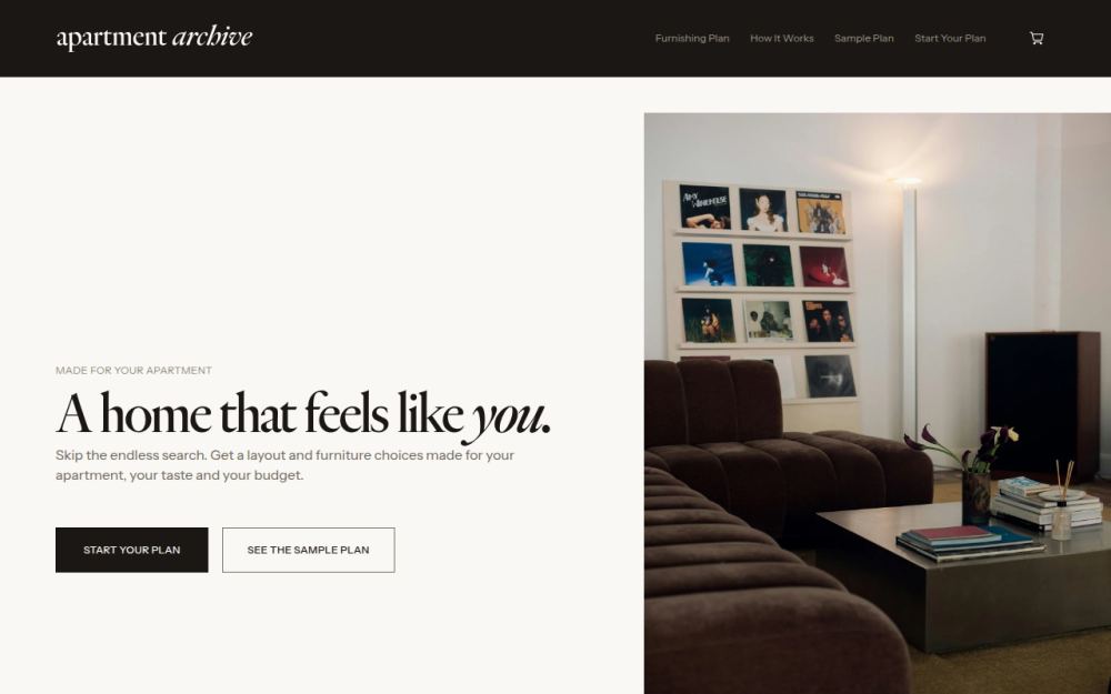 Screenshot of the homepage of apartmentarchive.co
