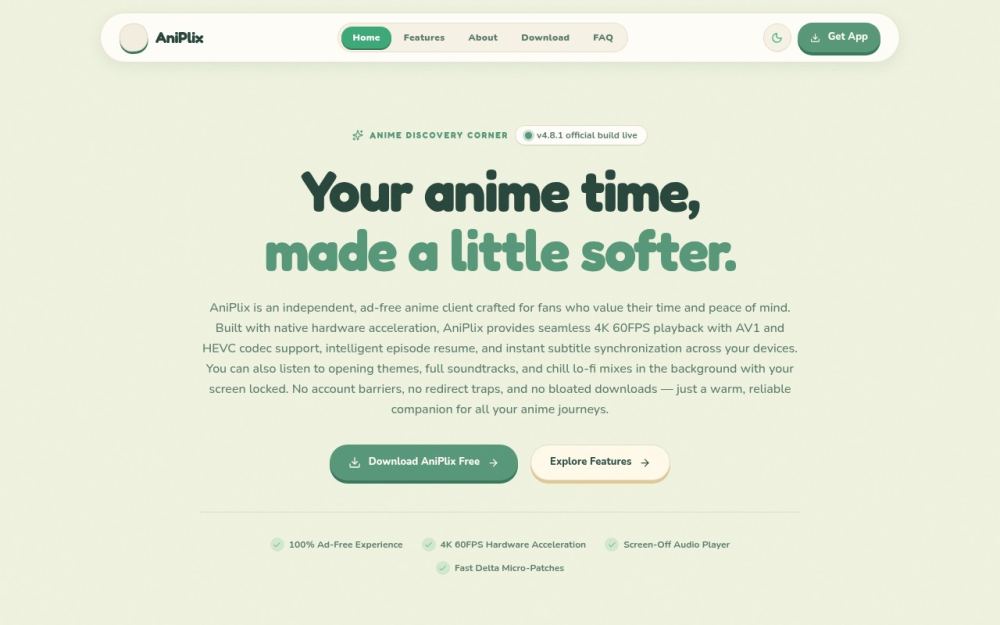 Screenshot of the homepage of aniplix.in