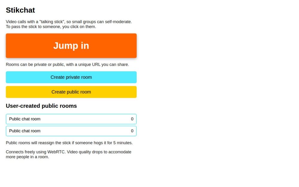 Screenshot of the homepage of stikchat.com