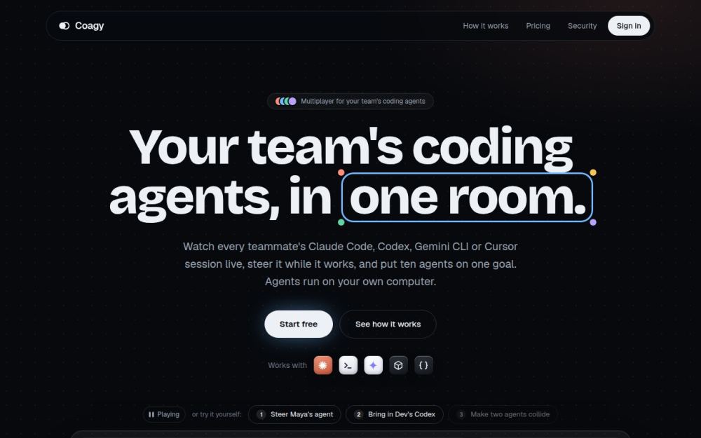 Screenshot of the homepage of coagy.com