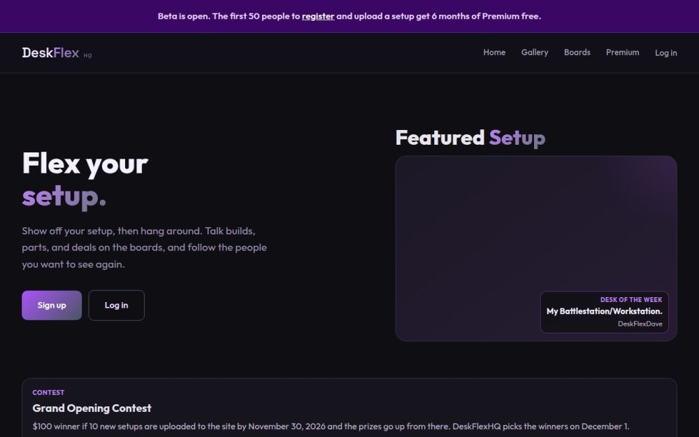 Screenshot of the homepage of deskflexhq.com