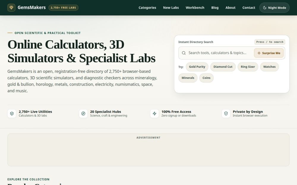 Screenshot of the homepage of gemsmakers.com