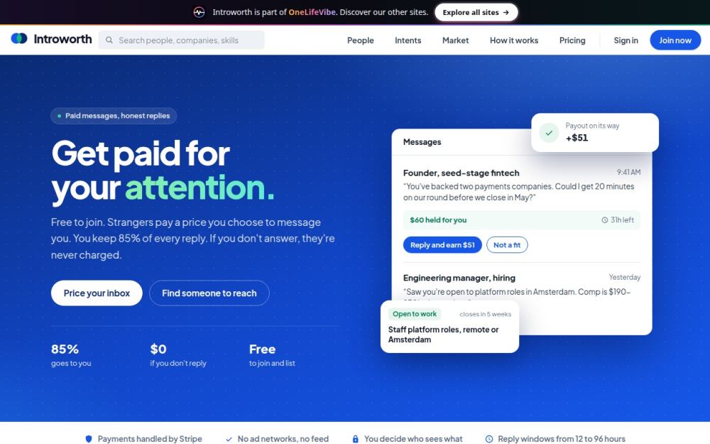 Screenshot of the homepage of introworth.com