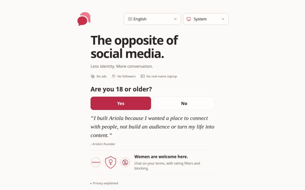 Screenshot of the homepage of ario.la