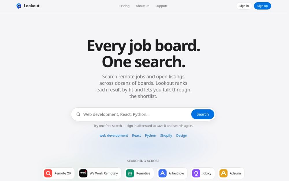 Screenshot of the homepage of lookoutofficial.online