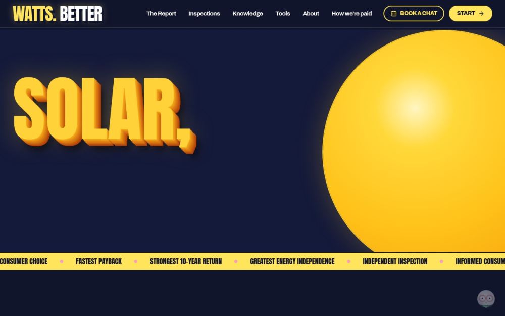 Screenshot of the homepage of wattsbetter.com.au
