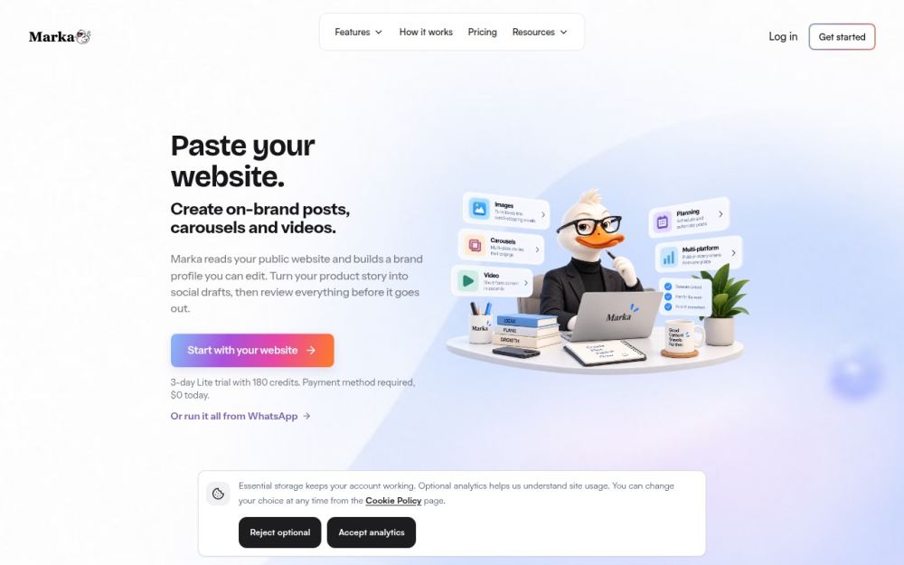 Screenshot of the homepage of marka.social