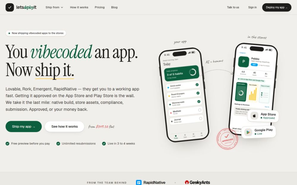 Screenshot of the homepage of letsdeploy.it