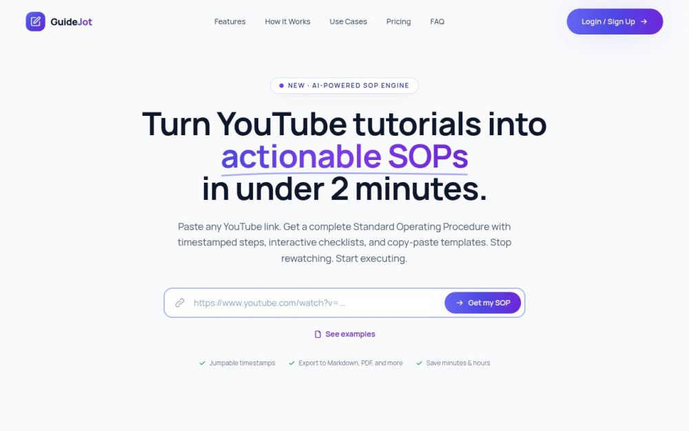 Screenshot of the homepage of guidejot.com