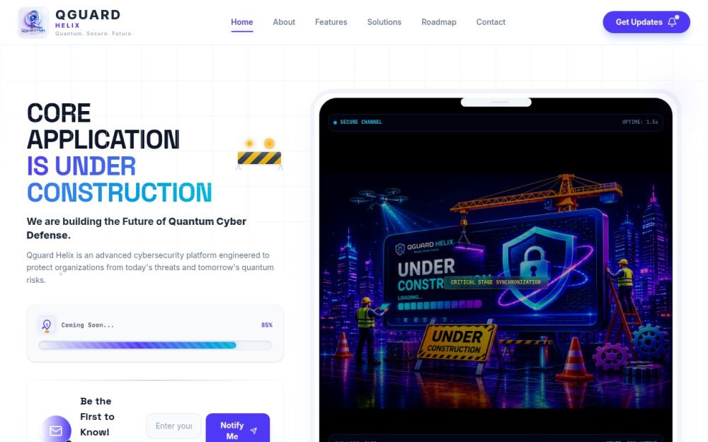 Screenshot of the homepage of qguardhelix.com