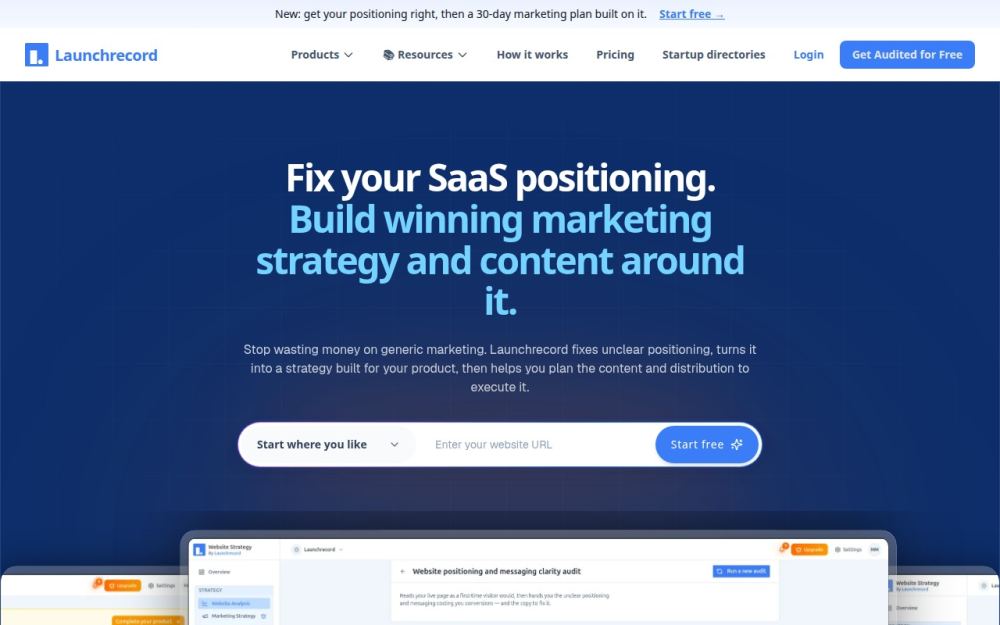 Screenshot of the homepage of launchrecord.com