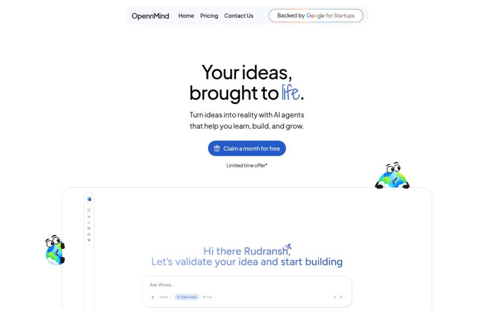 Screenshot of the homepage of opennmind.com