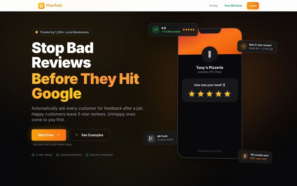 Screenshot of the homepage of fivefold.cc