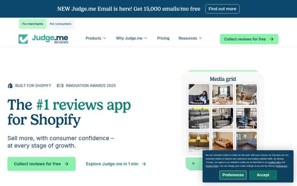 Screenshot of the homepage of judge.me