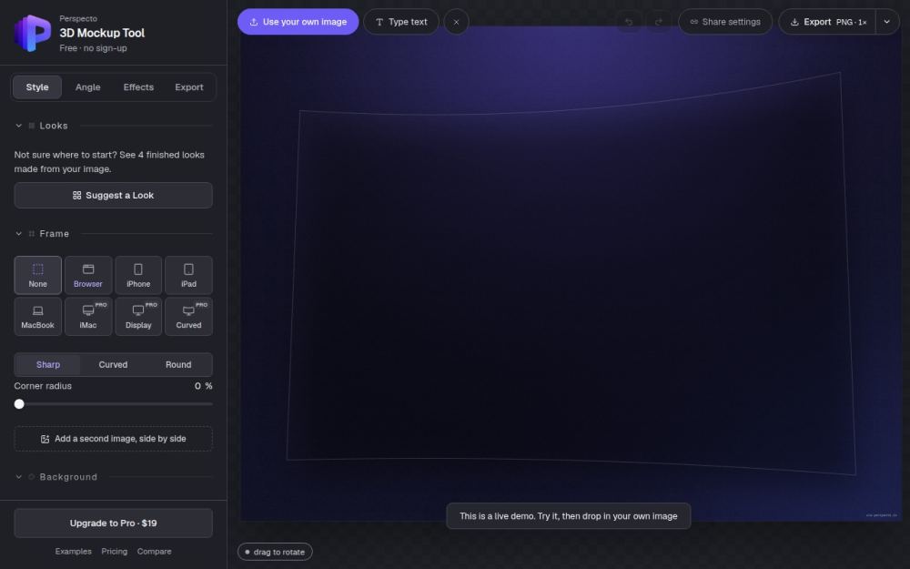 Screenshot of the homepage of perspecto.io