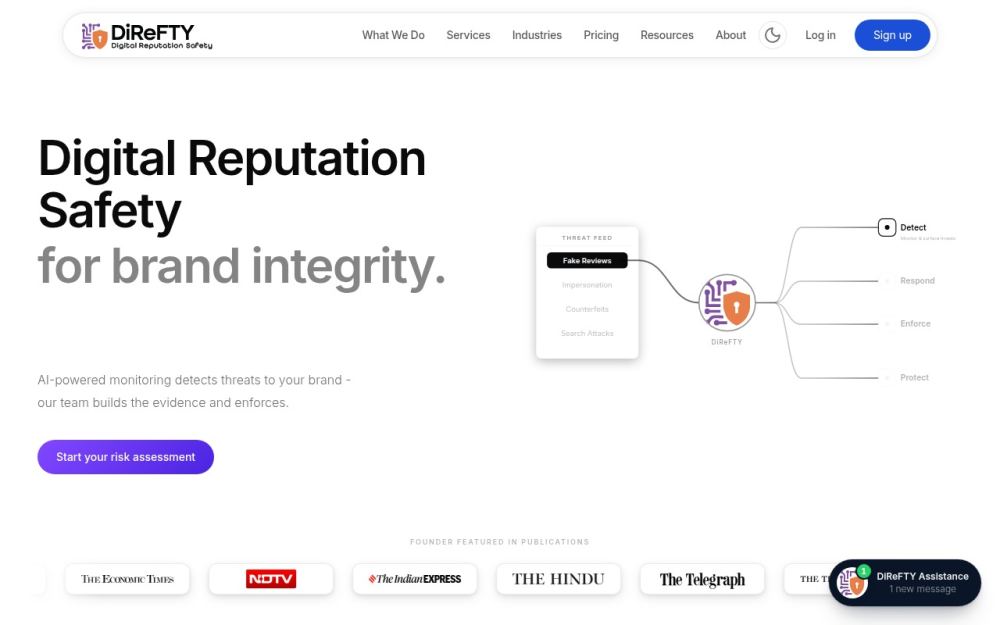 Screenshot of the homepage of direfty.com