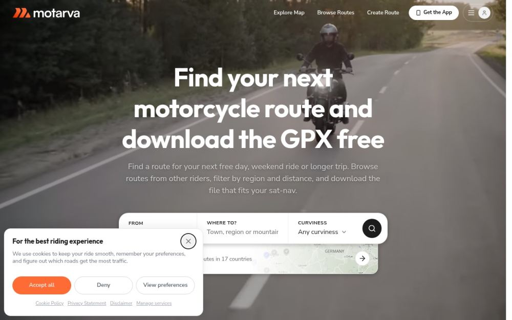 Screenshot of the homepage of motarva.com