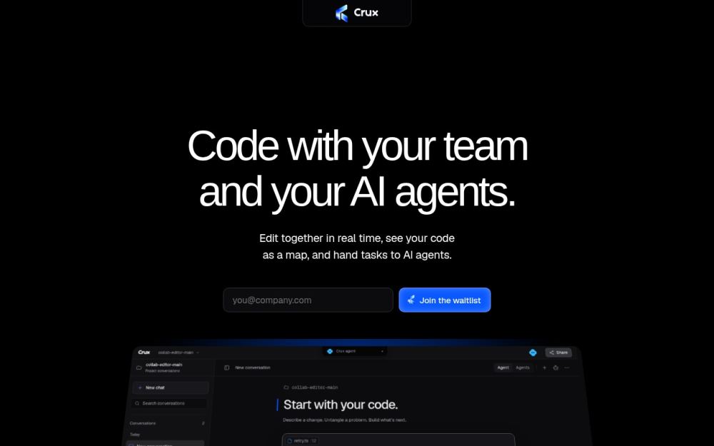 Screenshot of the homepage of codecrux.us