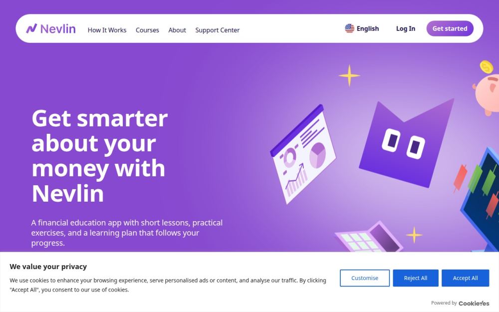 Screenshot of the homepage of nevlin.com