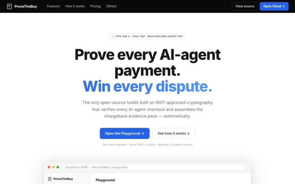 Screenshot of the homepage of provethebuy.com