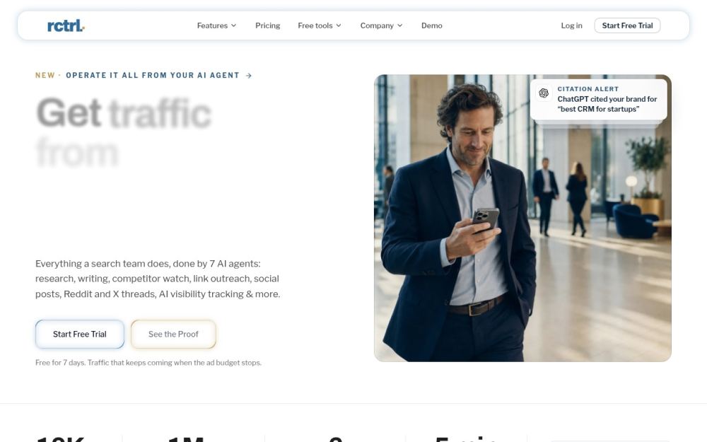 Screenshot of the homepage of rctrl.com