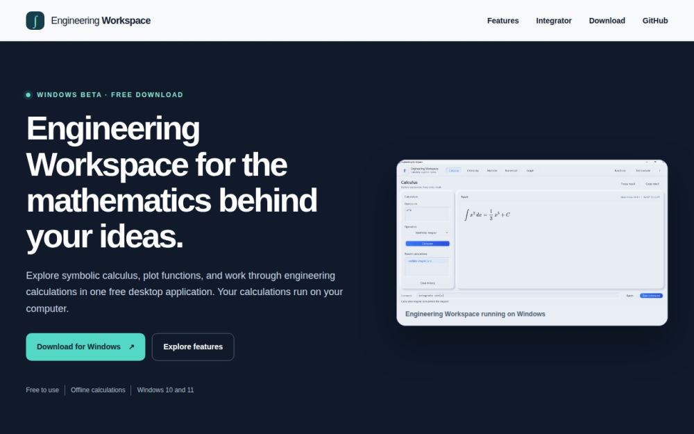 Screenshot of the homepage of engineeringwork.space