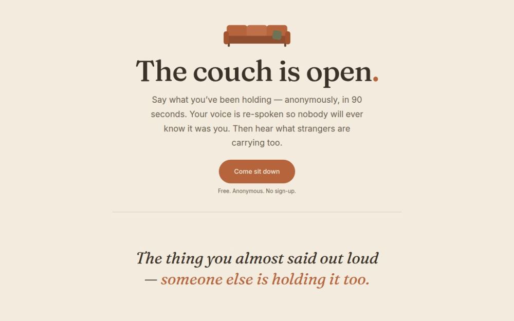 Screenshot of the homepage of sitwithcouch.com