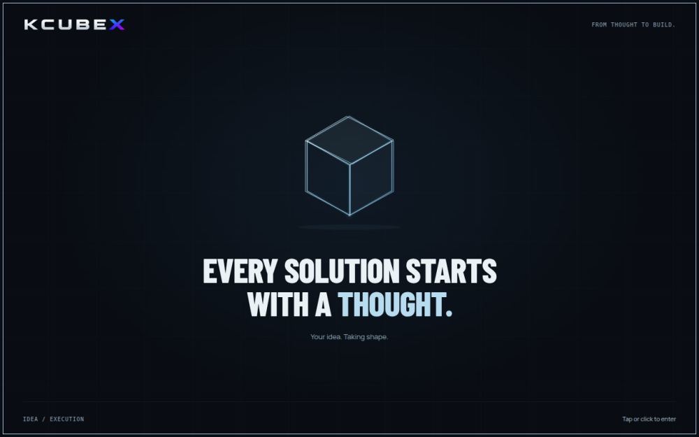 Screenshot of the homepage of kcubex.com