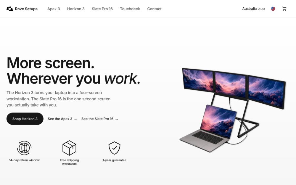 Screenshot of the homepage of rovesetups.com