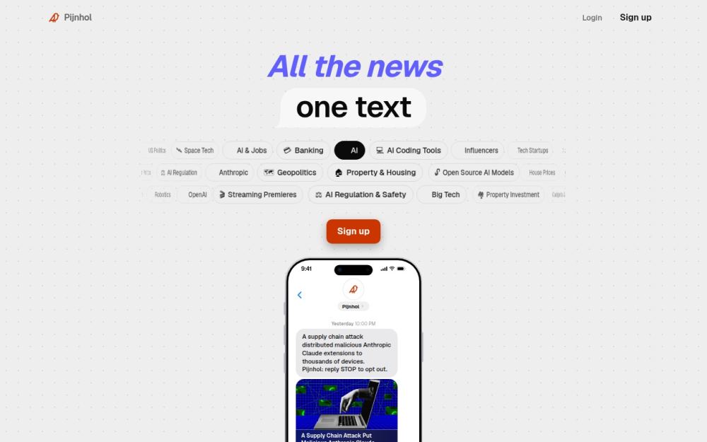 Screenshot of the homepage of pijnhol.com