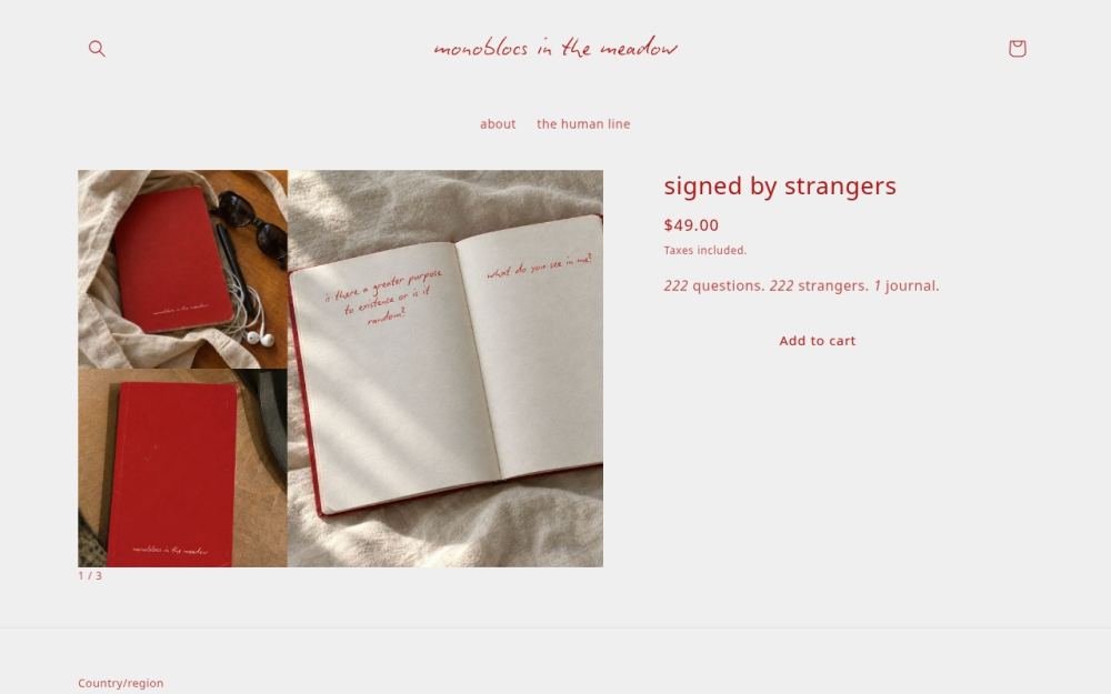 Screenshot of the homepage of monoblocsinthemeadow.com