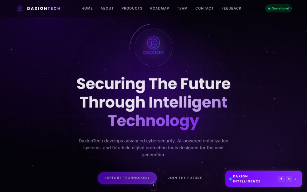 Screenshot of the homepage of daxiontech.org