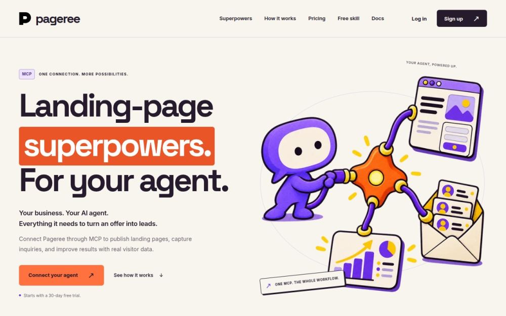 Screenshot of the homepage of pageree.com