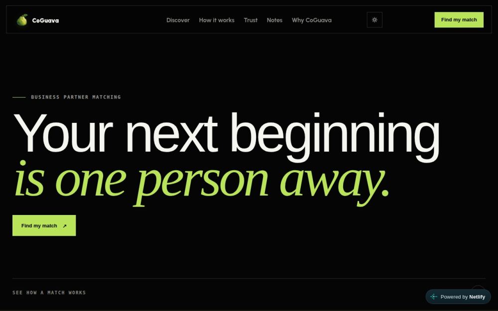 Screenshot of the homepage of coguava.com