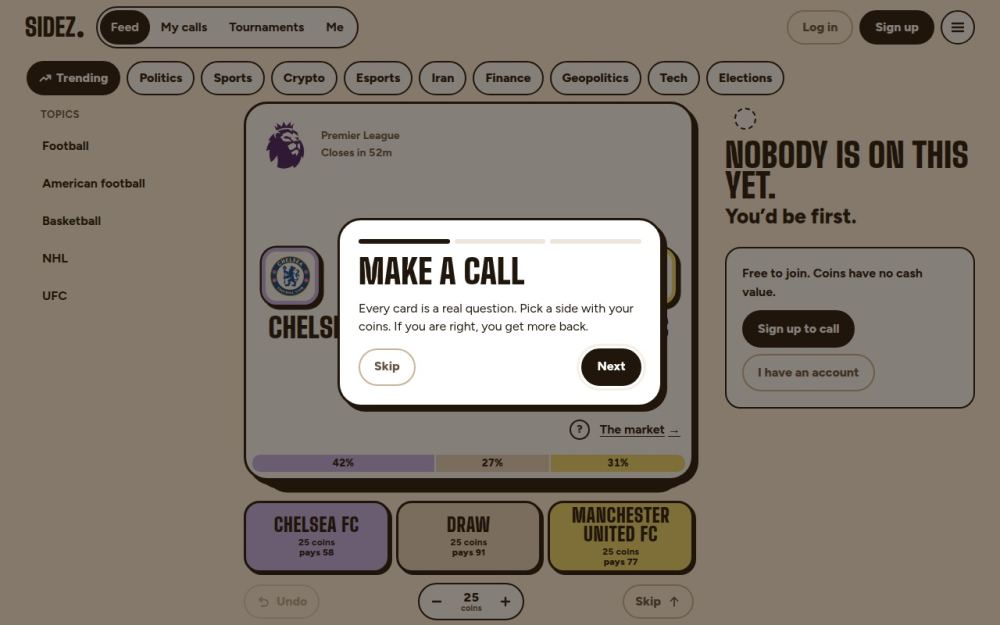 Screenshot of the homepage of sidez.app