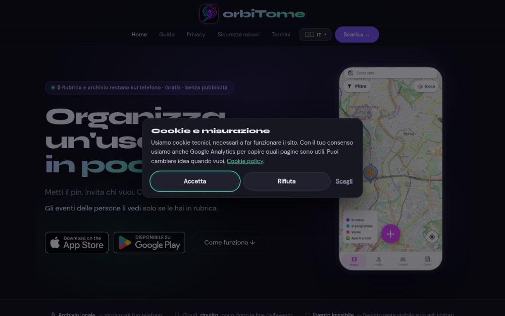 Screenshot of the homepage of orbitome.com