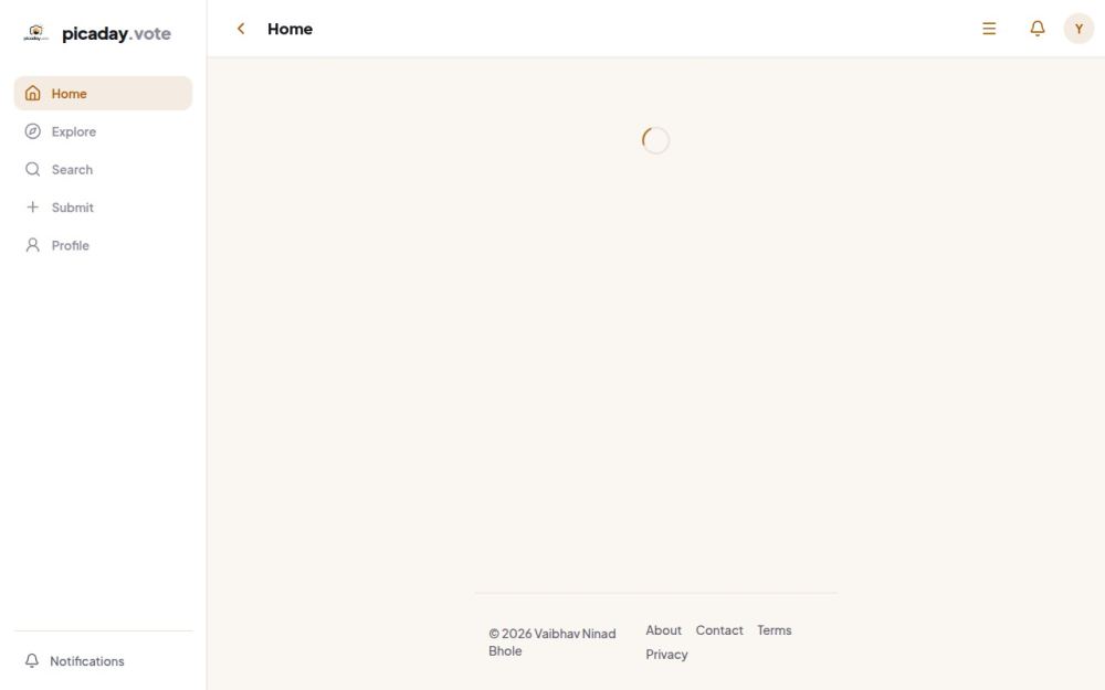 Screenshot of the homepage of picaday.vote