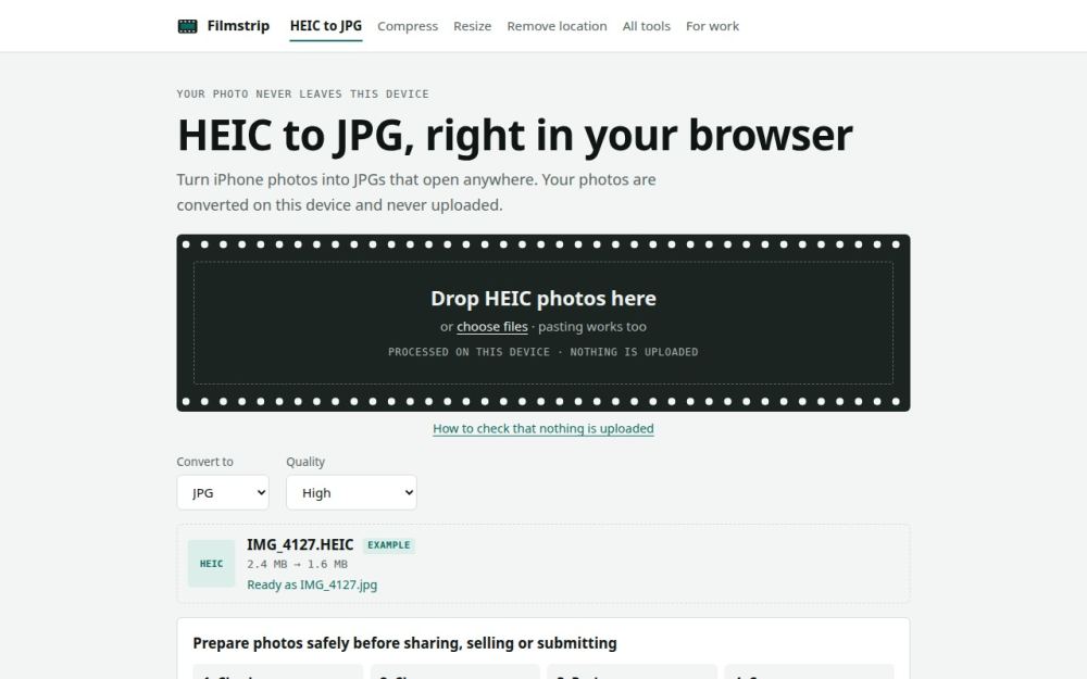 Screenshot of the homepage of filmstriptools.com