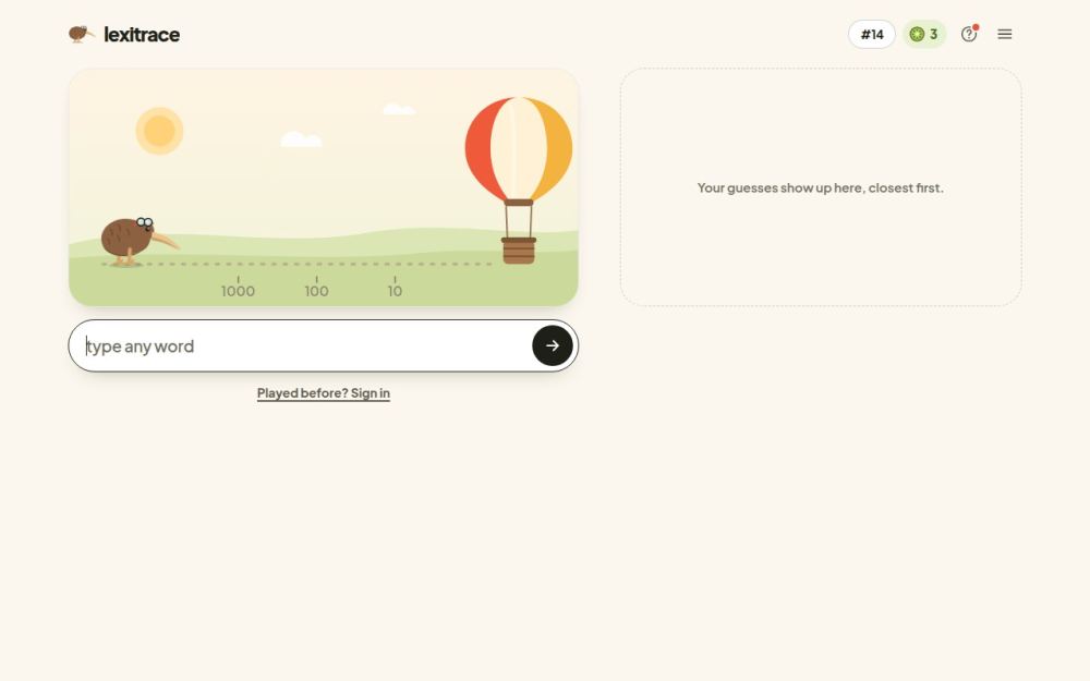 Screenshot of the homepage of lexitrace.app