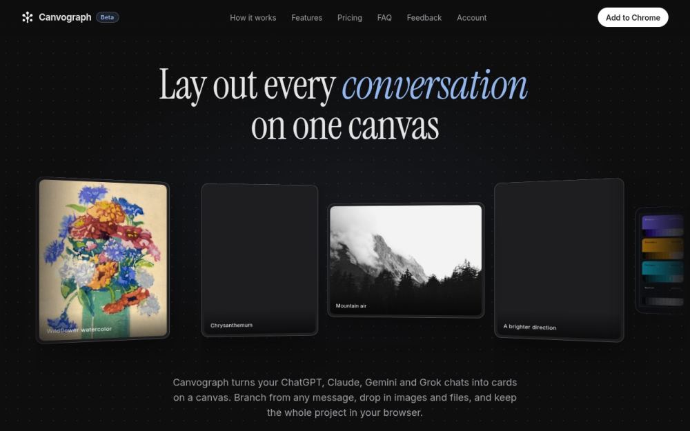 Screenshot of the homepage of canvograph.com