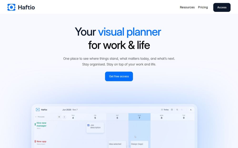 Screenshot of the homepage of haftio.com
