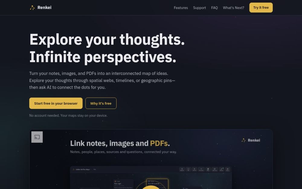 Screenshot of the homepage of renkei.space