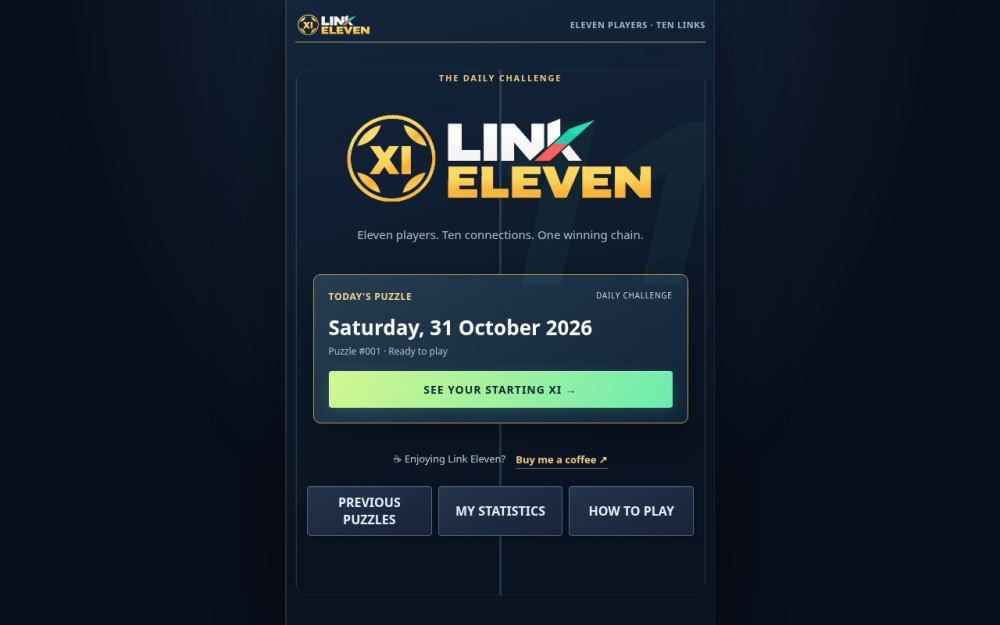 Screenshot of the homepage of linkeleven.co.uk