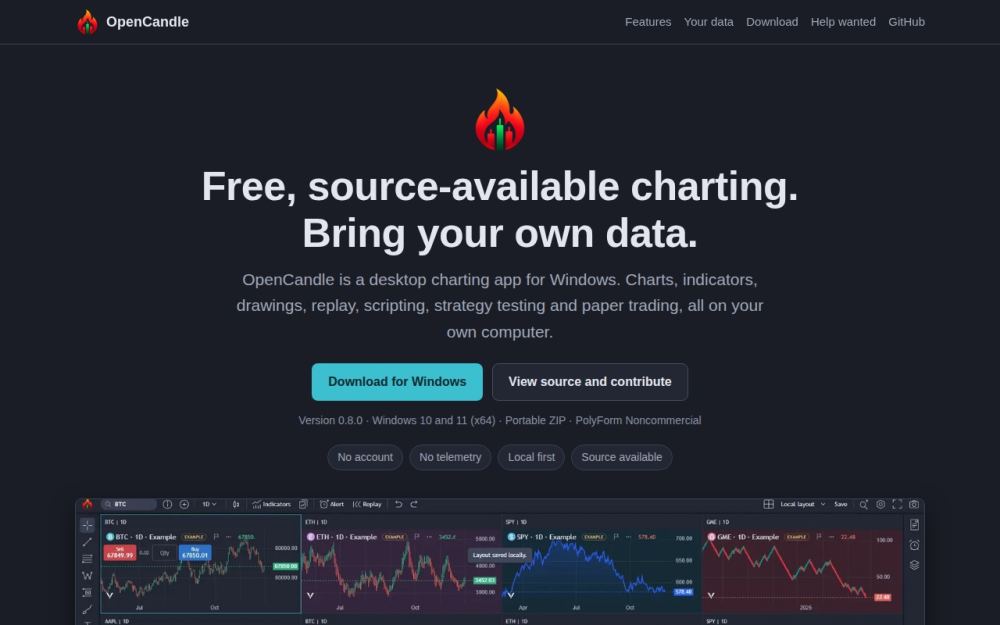 Screenshot of the homepage of getopencandle.com