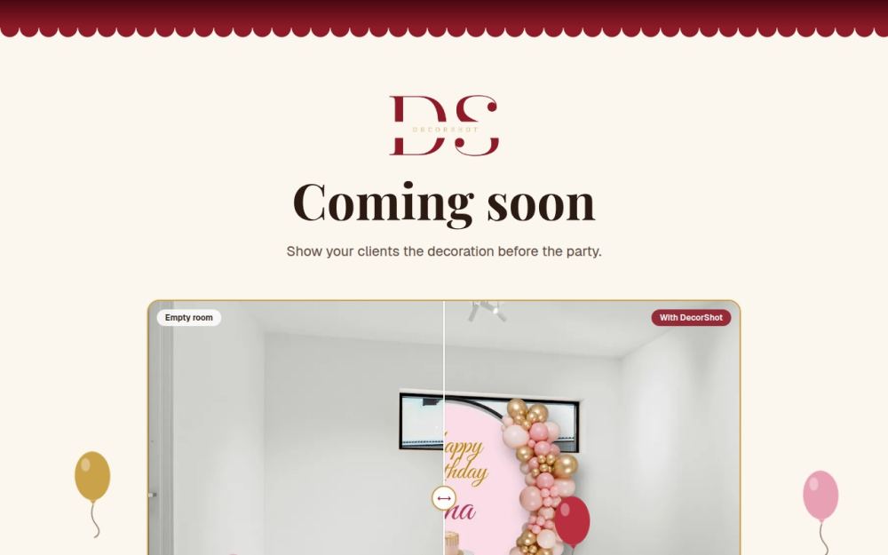 Screenshot of the homepage of decorshot.app