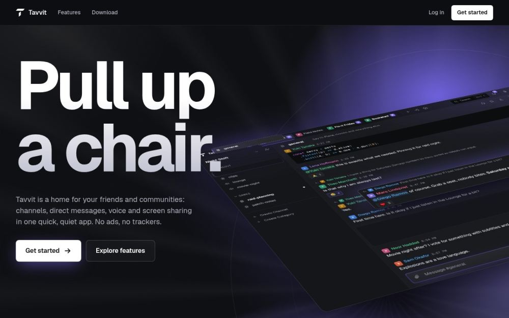 Screenshot of the homepage of tavvit.com