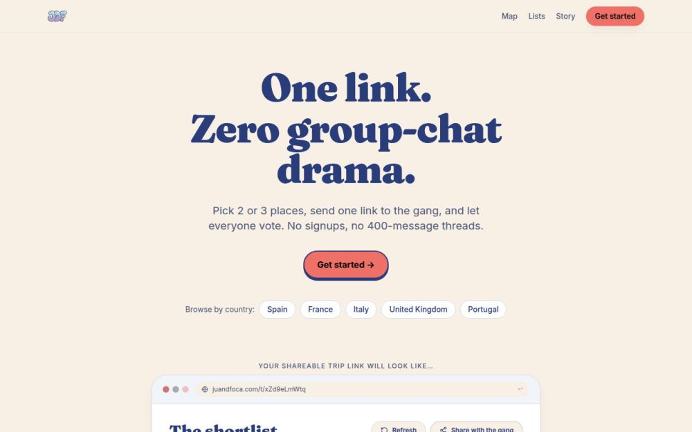 Screenshot of the homepage of juandfoca.com