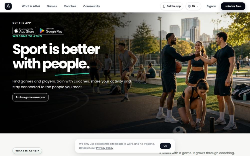 Screenshot of the homepage of athzi.com